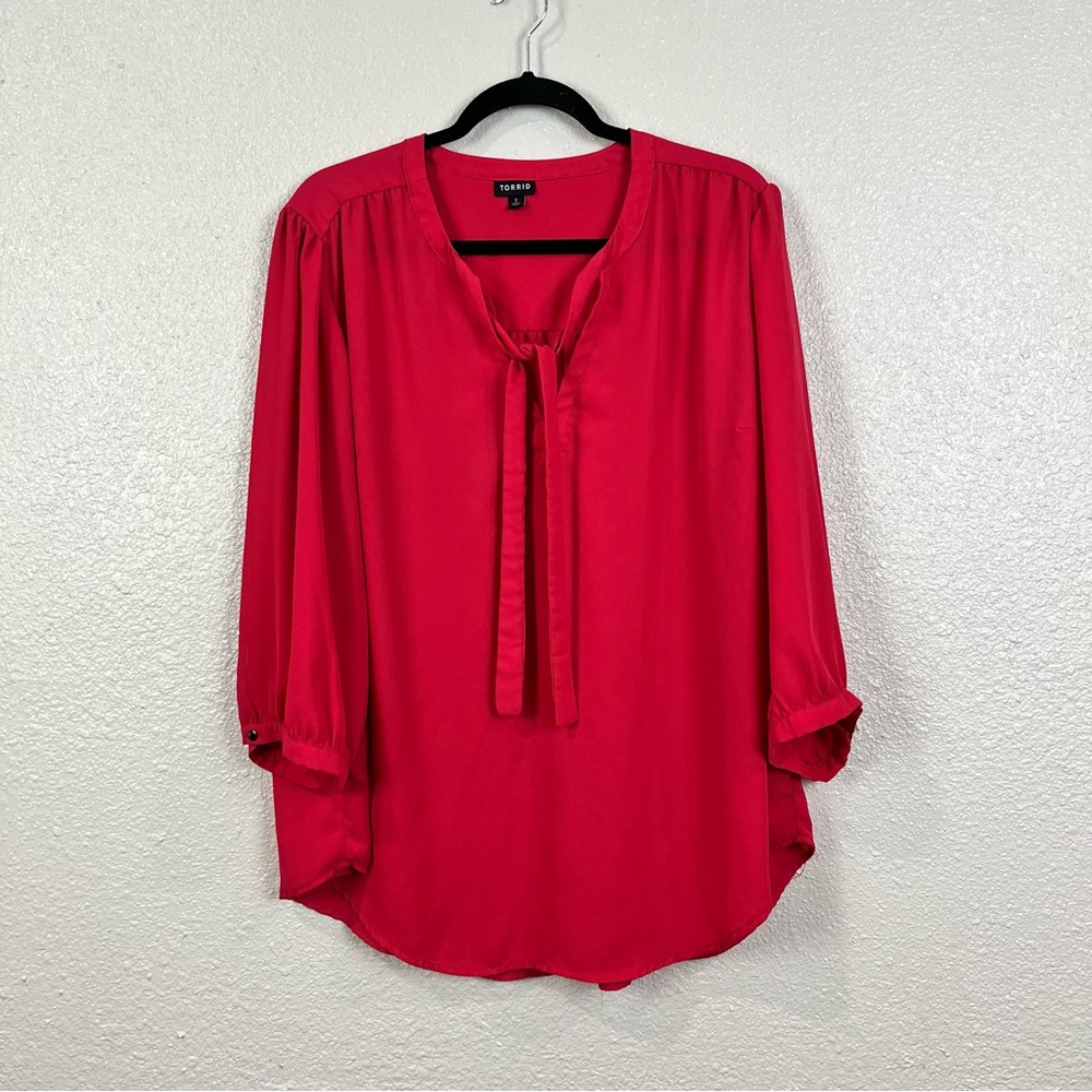 Torrid Women‎ Size 2 Long Sleeve Pink Peasant Blouse